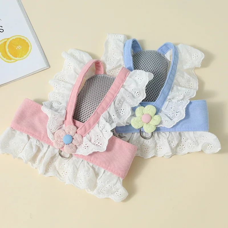 Pink and blue ruffled cat harnesses