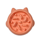 Orange cat-shaped slow feeder bowl