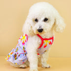 Purple bee-print dog princess skirt