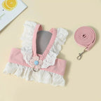 Ruffled cat harness with matching leash