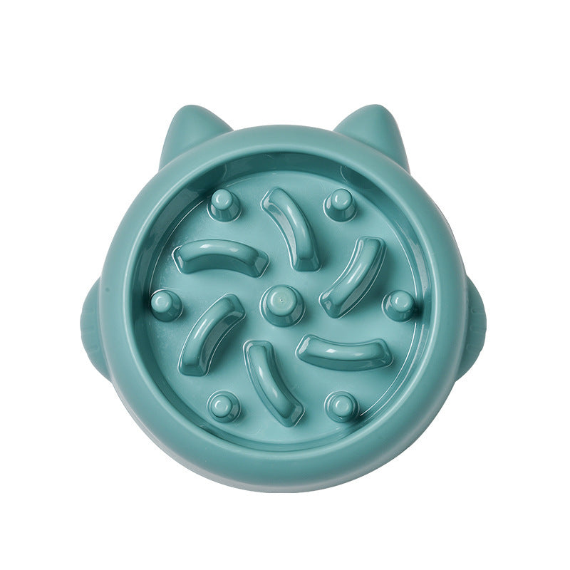 Green slow feeder bowl with maze design