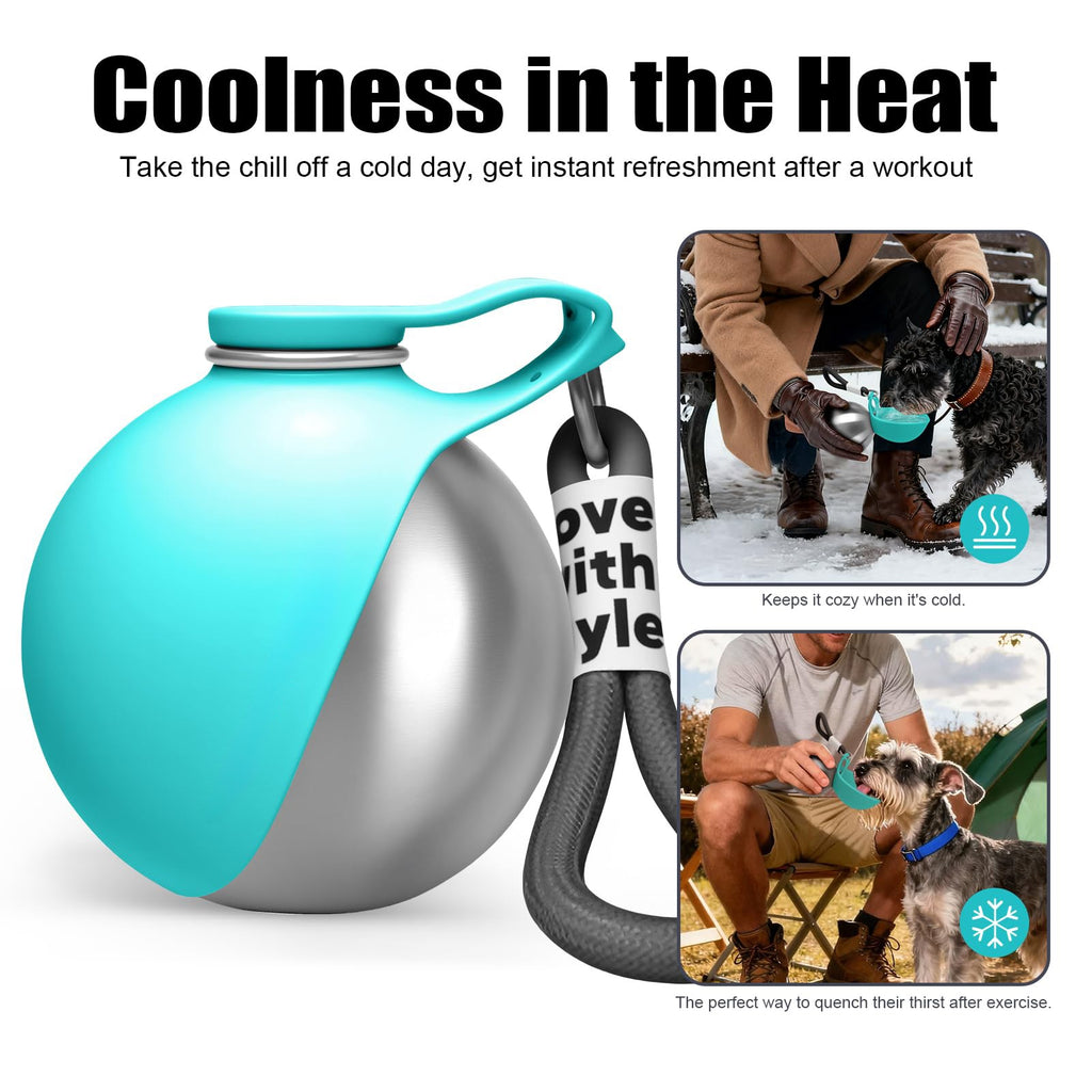 Portable dog water bottle for hot weather walks
