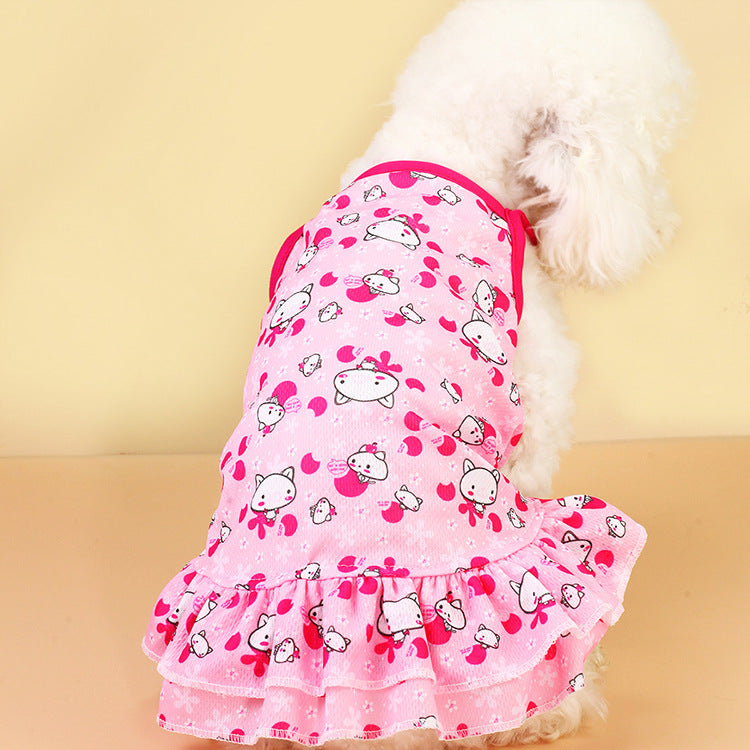 Pink heart-print dog princess skirt
