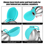 Blue 2-in-1 dog water bottle and bowl