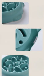 Green maze slow feeder bowl, close-up