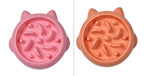 Pink orange slow feeder maze bowl, top view