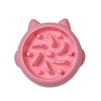 Pink slow feeder maze bowl, top view