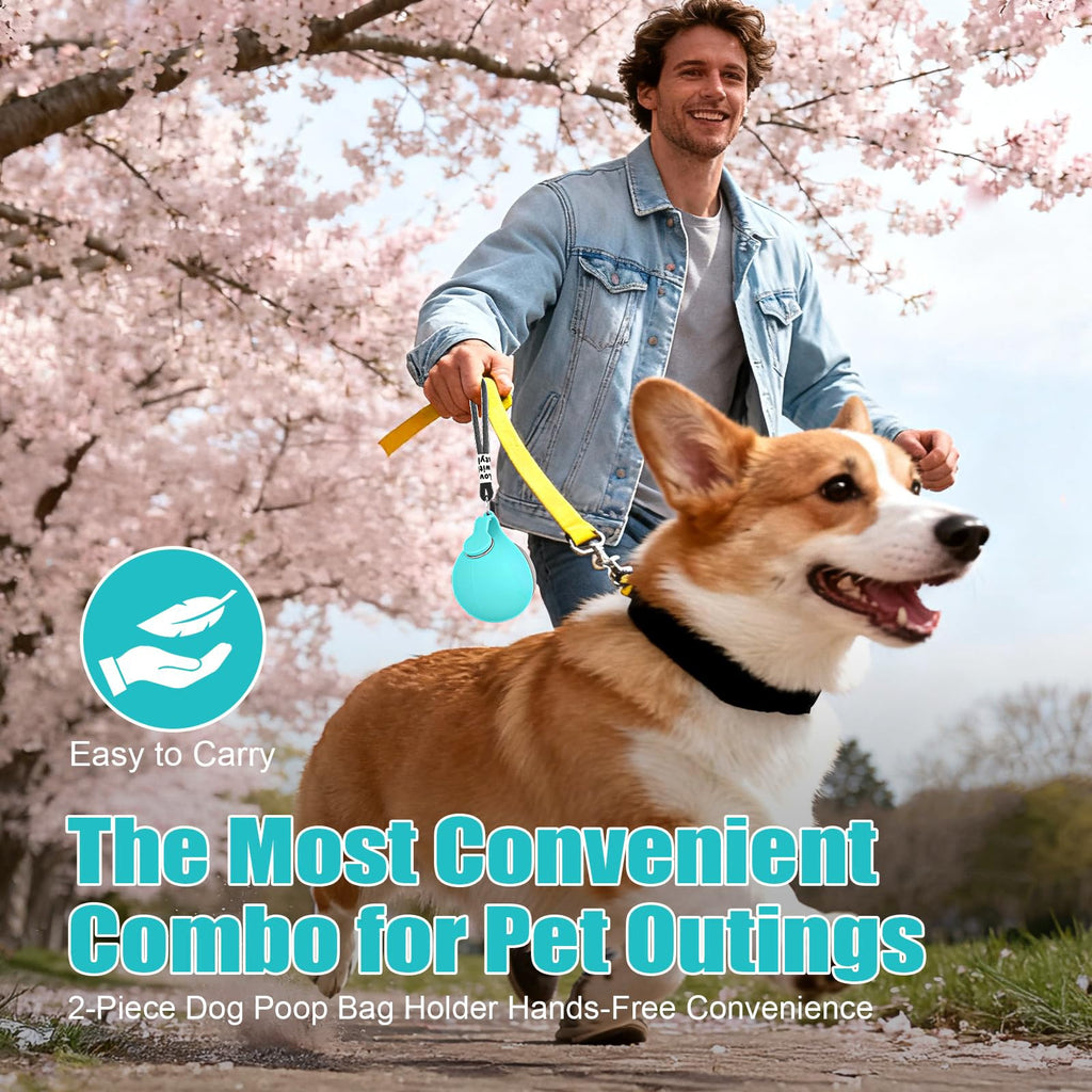 Owner using portable dog water bottle on walk