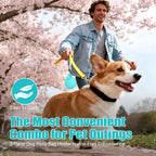 Owner using portable dog water bottle on walk